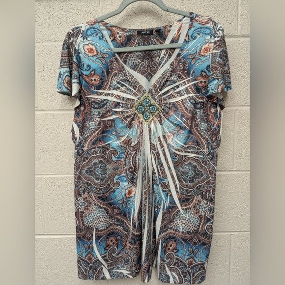 Apt. 9 size 1X blouse in polyester/spandex blend, very smooth/silky feeling Y2K - Picture 1 of 14
